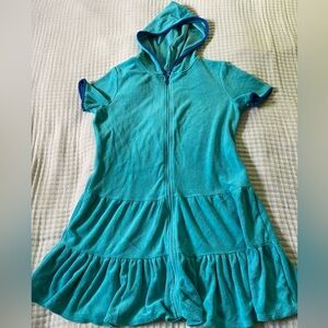 Cat & Jack Teal Hooded Beach Cover up with Zip